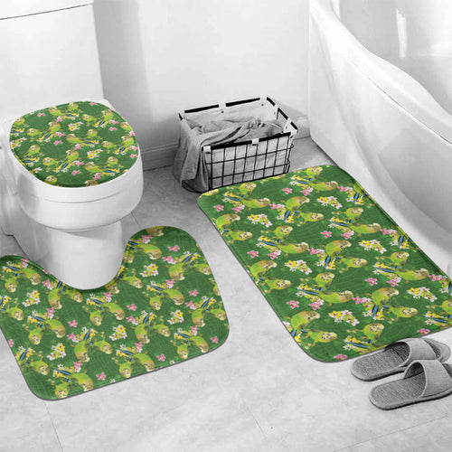 Australia Budgerigars Parakeets Bathroom Set Green And Yellow Bird Seamless Orchids Flowers