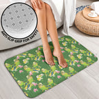 Australia Budgerigars Parakeets Bathroom Set Green And Yellow Bird Seamless Orchids Flowers