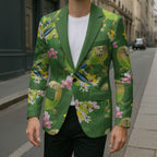 Australia Budgerigars Parakeets Blazer Green And Yellow Bird Seamless Orchids Flowers