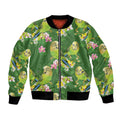 Australia Budgerigars Parakeets Bomber Jacket Green And Yellow Bird Seamless Orchids Flowers