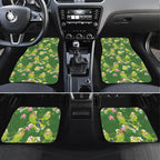 Australia Budgerigars Parakeets Car Mats Green And Yellow Bird Seamless Orchids Flowers