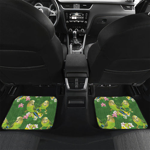 Australia Budgerigars Parakeets Car Mats Green And Yellow Bird Seamless Orchids Flowers