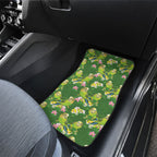 Australia Budgerigars Parakeets Car Mats Green And Yellow Bird Seamless Orchids Flowers
