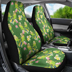 Australia Budgerigars Parakeets Car Seat Cover Green And Yellow Bird Seamless Orchids Flowers