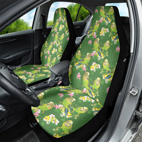 Australia Budgerigars Parakeets Car Seat Cover Green And Yellow Bird Seamless Orchids Flowers