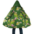 Australia Budgerigars Parakeets Cloak Green And Yellow Bird Seamless Orchids Flowers