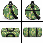 Australia Budgerigars Parakeets Duffle Bag Green And Yellow Bird Seamless Orchids Flowers