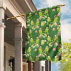 Australia Budgerigars Parakeets Garden Flag Green And Yellow Bird Seamless Orchids Flowers