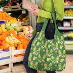 Australia Budgerigars Parakeets Grocery Bag Green And Yellow Bird Seamless Orchids Flowers