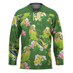 Australia Budgerigars Parakeets Hockey Jersey Green And Yellow Bird Seamless Orchids Flowers