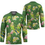 Australia Budgerigars Parakeets Hockey Jersey Green And Yellow Bird Seamless Orchids Flowers