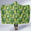 Australia Budgerigars Parakeets Hooded Blanket Green And Yellow Bird Seamless Orchids Flowers
