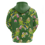 Australia Budgerigars Parakeets Hoodie Green And Yellow Bird Seamless Orchids Flowers