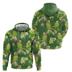 Australia Budgerigars Parakeets Hoodie Green And Yellow Bird Seamless Orchids Flowers