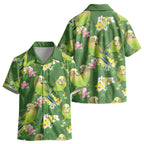 Australia Budgerigars Parakeets Kid Hawaiian Shirt Green And Yellow Bird Seamless Orchids Flowers LT9