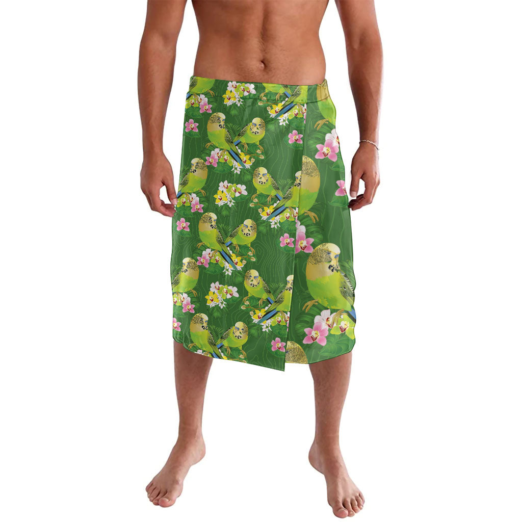 Australia Budgerigars Parakeets Lavalava Green And Yellow Bird Seamless Orchids Flowers