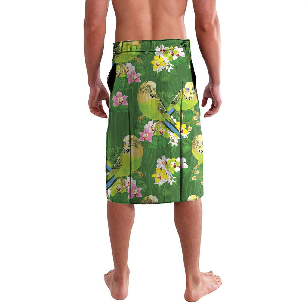 Australia Budgerigars Parakeets Lavalava Green And Yellow Bird Seamless Orchids Flowers