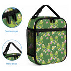 Australia Budgerigars Parakeets Lunch Bag Green And Yellow Bird Seamless Orchids Flowers