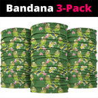 Australia Budgerigars Parakeets Neck Gaiter Green And Yellow Bird Seamless Orchids Flowers