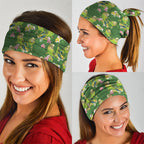 Australia Budgerigars Parakeets Neck Gaiter Green And Yellow Bird Seamless Orchids Flowers