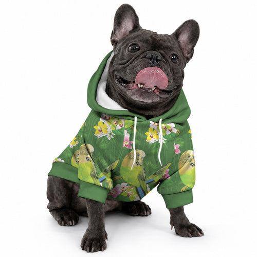 Australia Budgerigars Parakeets Pet Hoodie Green And Yellow Bird Seamless Orchids Flowers