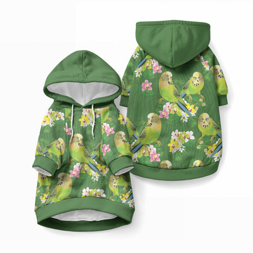 Australia Budgerigars Parakeets Pet Hoodie Green And Yellow Bird Seamless Orchids Flowers