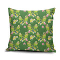 Australia Budgerigars Parakeets Pillow Cover Green And Yellow Bird Seamless Orchids Flowers
