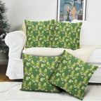 Australia Budgerigars Parakeets Pillow Cover Green And Yellow Bird Seamless Orchids Flowers