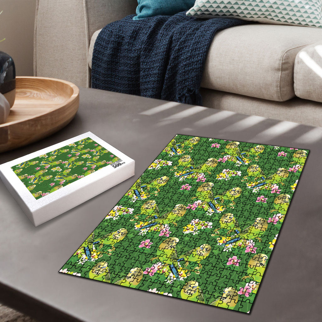 Australia Budgerigars Parakeets Puzzle Green And Yellow Bird Seamless Orchids Flowers