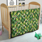 Australia Budgerigars Parakeets Quilt Green And Yellow Bird Seamless Orchids Flowers