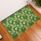 Australia Budgerigars Parakeets Rubber Doormat Green And Yellow Bird Seamless Orchids Flowers