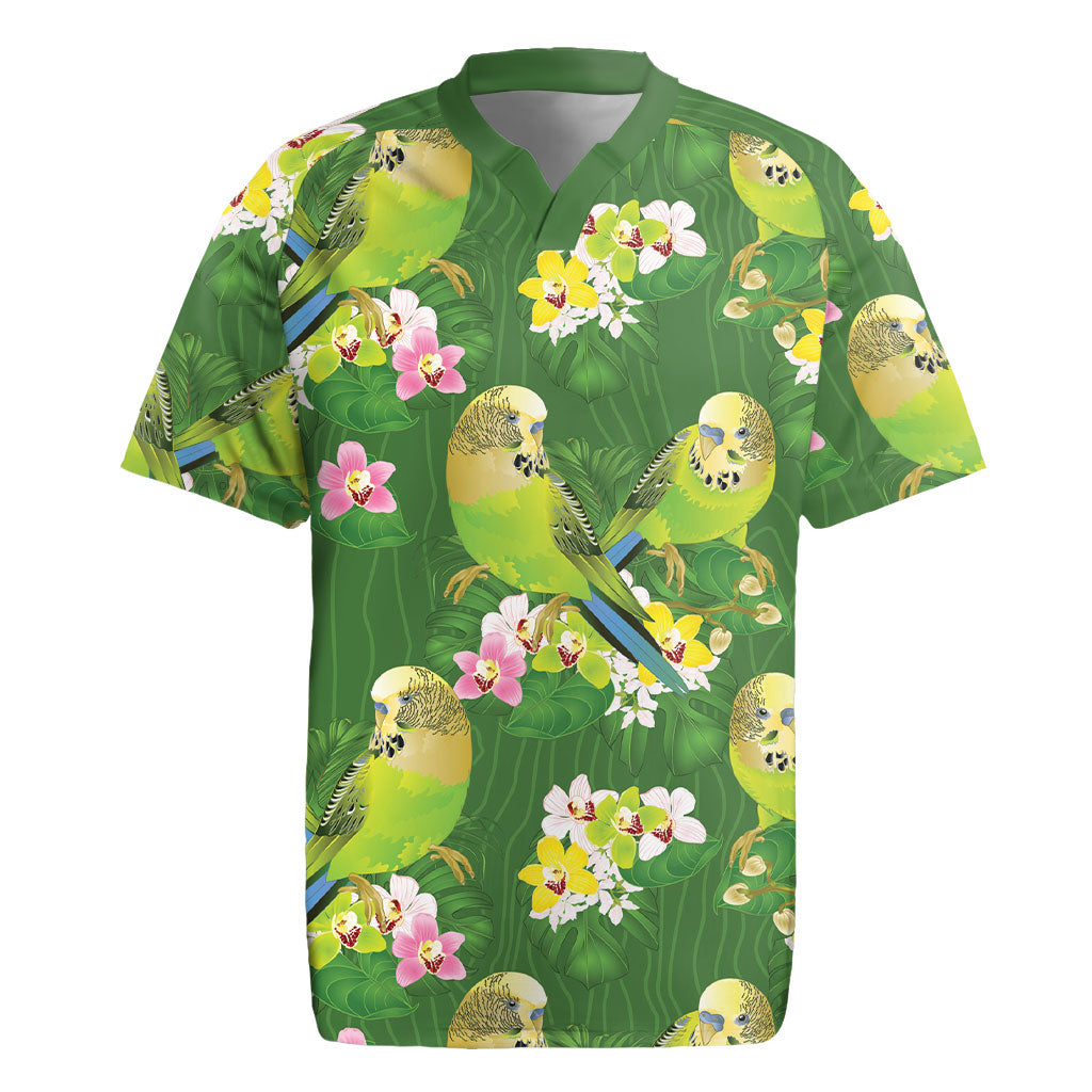 Australia Budgerigars Parakeets Rugby Jersey Green And Yellow Bird Seamless Orchids Flowers