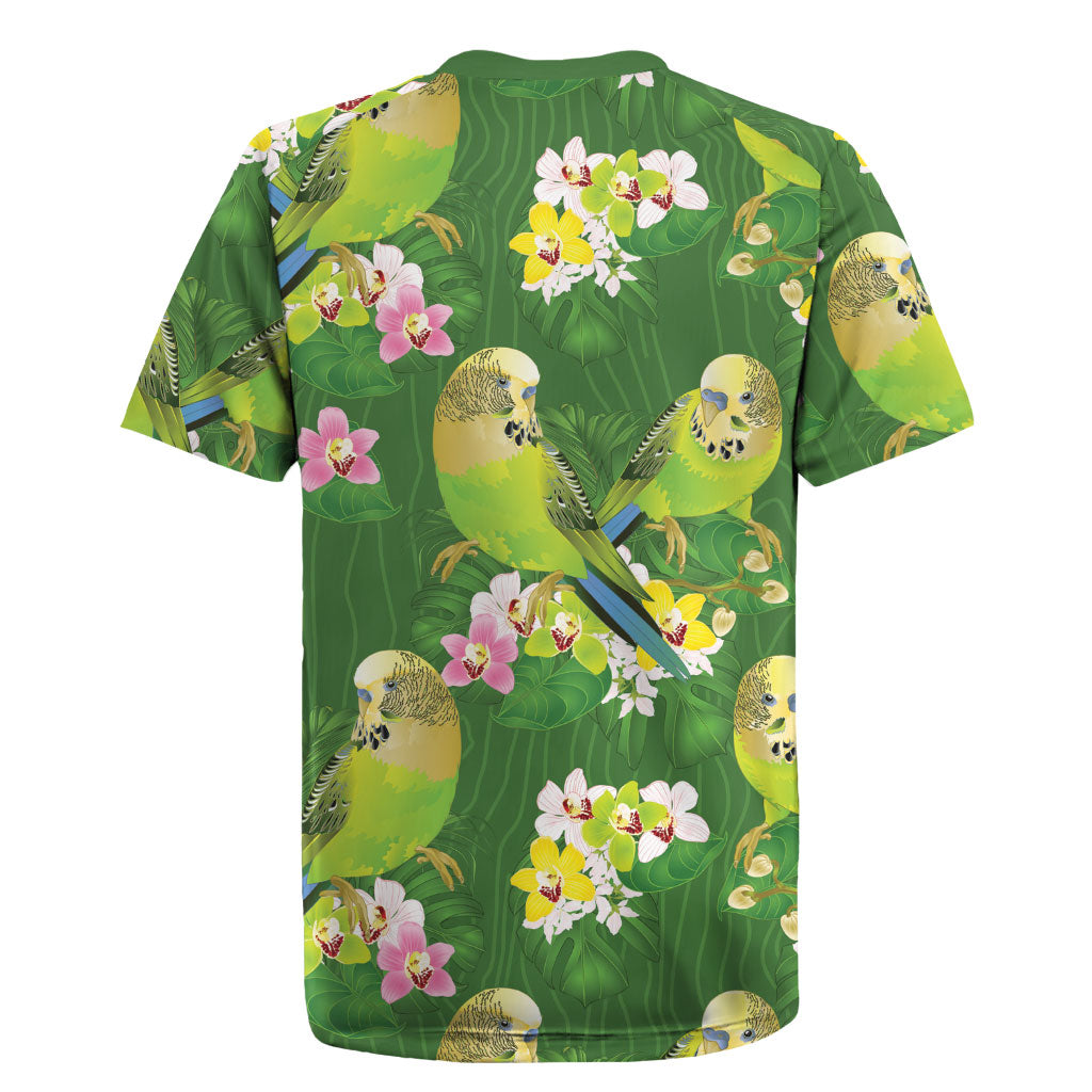 Australia Budgerigars Parakeets Rugby Jersey Green And Yellow Bird Seamless Orchids Flowers