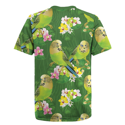 Australia Budgerigars Parakeets Rugby Jersey Green And Yellow Bird Seamless Orchids Flowers