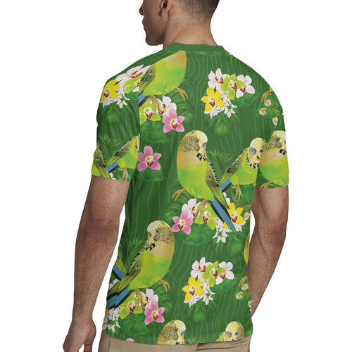 Australia Budgerigars Parakeets Rugby Jersey Green And Yellow Bird Seamless Orchids Flowers