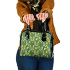 Australia Budgerigars Parakeets Shoulder Handbag Green And Yellow Bird Seamless Orchids Flowers