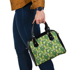 Australia Budgerigars Parakeets Shoulder Handbag Green And Yellow Bird Seamless Orchids Flowers