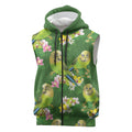 Australia Budgerigars Parakeets Sleeveless Zip Hoodie Green And Yellow Bird Seamless Orchids Flowers