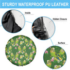 Australia Budgerigars Parakeets Spare Tire Cover Green And Yellow Bird Seamless Orchids Flowers