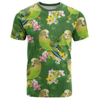 Australia Budgerigars Parakeets T Shirt Green And Yellow Bird Seamless Orchids Flowers