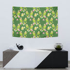 Australia Budgerigars Parakeets Tapestry Green And Yellow Bird Seamless Orchids Flowers