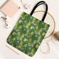 Australia Budgerigars Parakeets Tote Bag Green And Yellow Bird Seamless Orchids Flowers