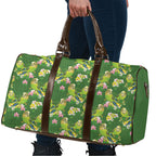 Australia Budgerigars Parakeets Travel Bag Green And Yellow Bird Seamless Orchids Flowers