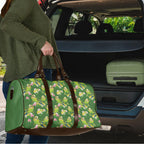 Australia Budgerigars Parakeets Travel Bag Green And Yellow Bird Seamless Orchids Flowers