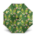 Australia Budgerigars Parakeets Umbrella Green And Yellow Bird Seamless Orchids Flowers