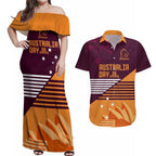 NRL Broncos Australia Day Custom Couples Matching Off Shoulder Maxi Dress and Hawaiian Shirt Sydney Opera House Style