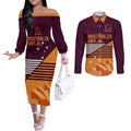 NRL Broncos Australia Day Custom Couples Matching Off The Shoulder Long Sleeve Dress and Long Sleeve Button Shirt Sydney Opera House Style