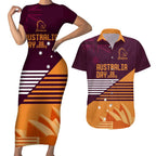 NRL Broncos Australia Day Custom Couples Matching Short Sleeve Bodycon Dress and Hawaiian Shirt Sydney Opera House Style