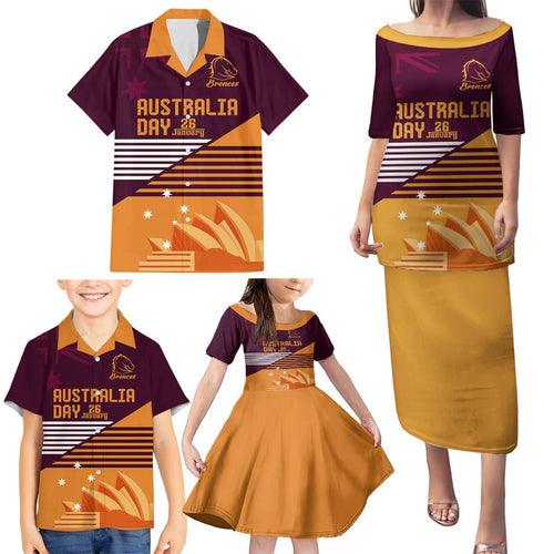 NRL Broncos Australia Day Custom Family Matching Puletasi and Hawaiian Shirt Sydney Opera House Style