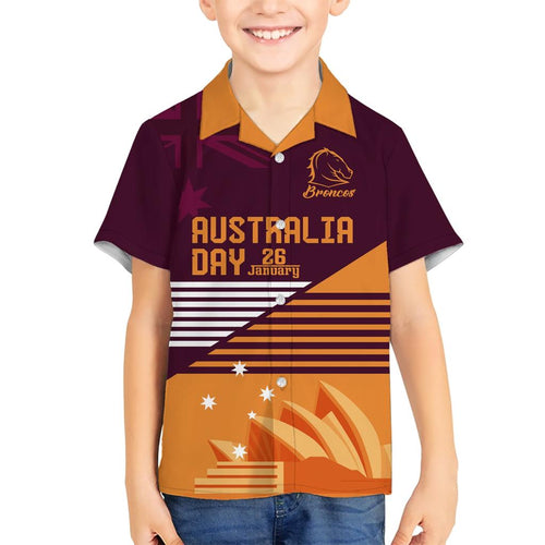 NRL Broncos Australia Day Custom Family Matching Short Sleeve Bodycon Dress and Hawaiian Shirt Sydney Opera House Style